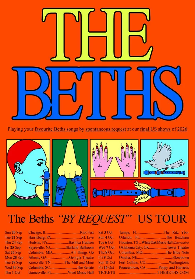 The Beths concert tour poster 2026
